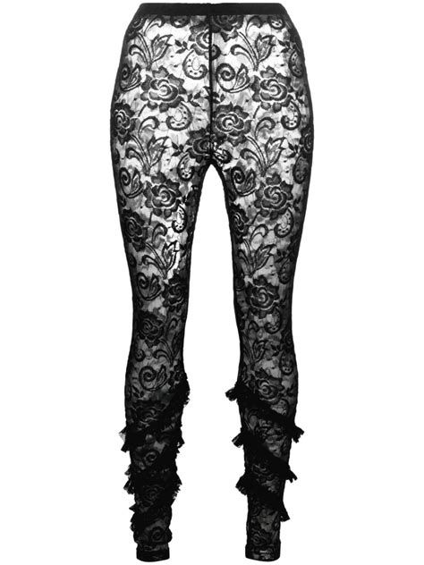 Msgm Semi Sheer Lace Leggings Farfetch