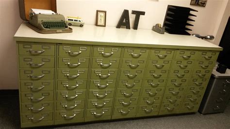 Vintage Industrial Steelcase Index Card Filing Cabinet Set 49 Drawer