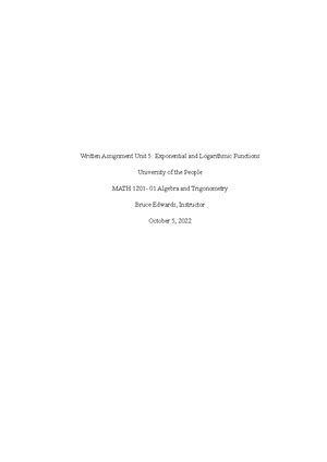 WA W4 MATH1201 01 Written Assignment Unit 4 Written Assignment Unit