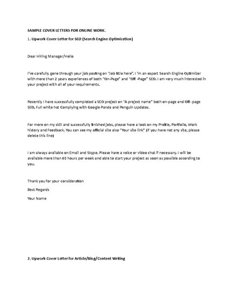 Ideal Tips About Upwork Cover Letter Example Resume Format For Students