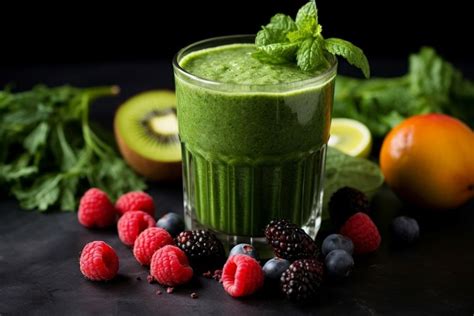 Thick Green fruit smoothie. Generate Ai