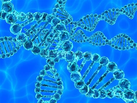 Blue DNA Deoxyribonucleic Acid With Waves On Background Stock