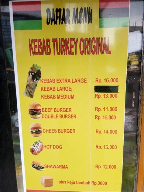 Menu At Kebab Turkey Original Bekasi Regency Puja Kesuma Sebrang