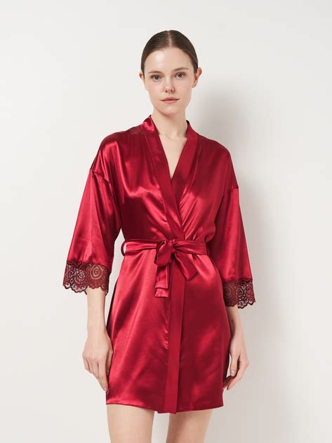 Халат жіночий атласний Martelle Lingerie M 201 атлас 36 S Вишневий MAR201014A Брендовий