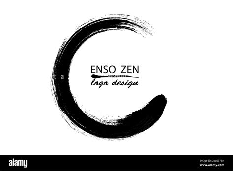 Enso Zen Circle Hand Drawn With Black Ink In Traditional Japanese Style