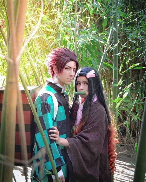 wonderful cosplay  demon slayers tanjiro kamado nezuko cosplay