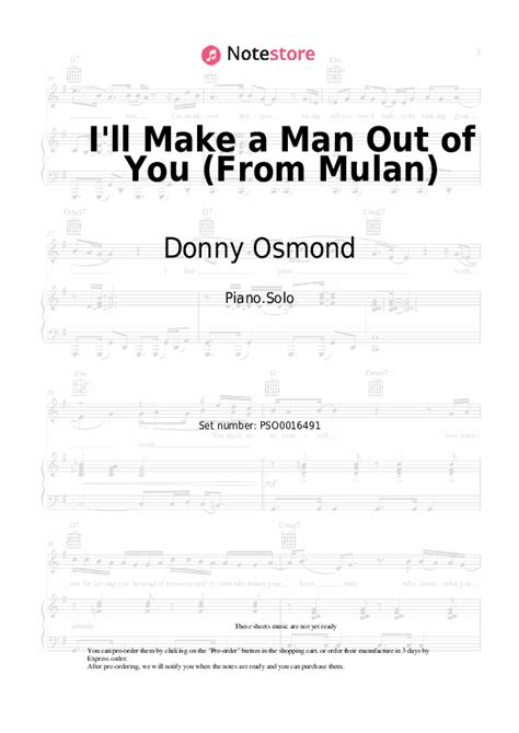 I'll Make a Man Out of You (From Mulan) piano sheet music Donny Osmond ...