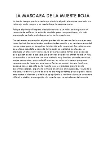 Resumen La Mascara De La Muerte Roja Edgar Allan Poe Pdf