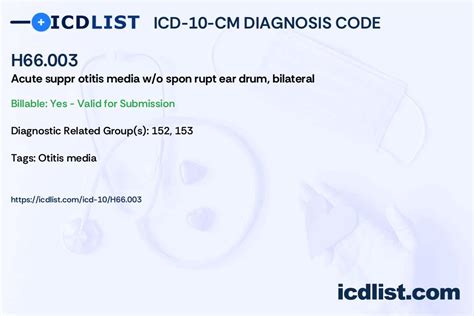 Icd 10 Cm Diagnosis Code H66003 Acute Suppurative Otitis Media