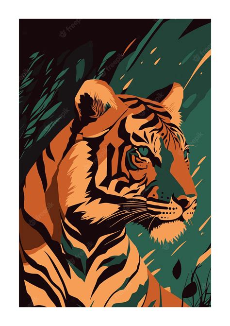 Premium Vector | Tiger in the jungle vector illustration of a tiger in the jungle