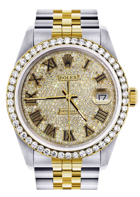 Diamond Gold Rolex Watch For Men 16233 | 36MM | Full Diamond Roman Dia ...