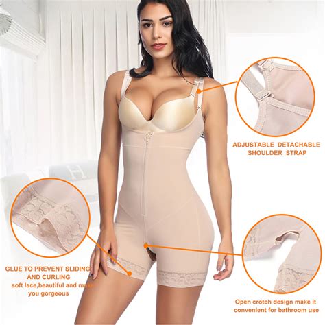 Nude Open Crotch Body Shaper Adjustable Straps Smooth Abdomen