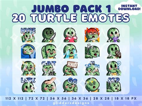 Turtle Emotes Twitch Jumbo Pack Turtle Twitch Emotes Cute Sea