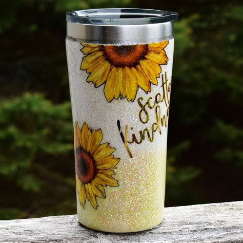 Sunflower Glitter Tumbler Oz Custom Tumbler Sunflower Etsy In