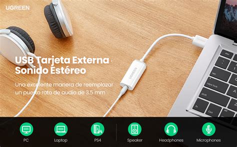 UGREEN Tarjeta De Sonido Externa USB Adaptador De Audio External Sound