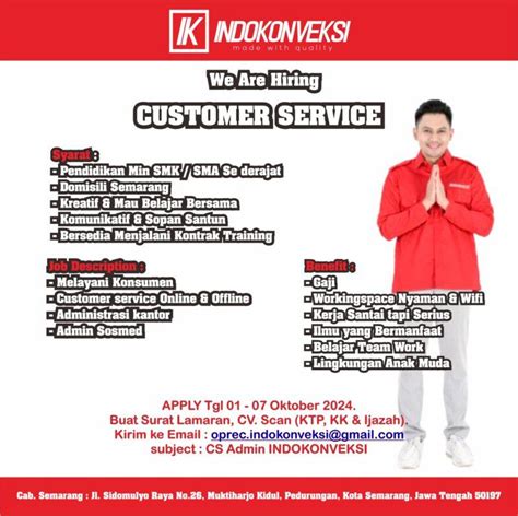 Lowongan Kerja Customer Service Di Indokonveksi Semarang LokerSemar Id