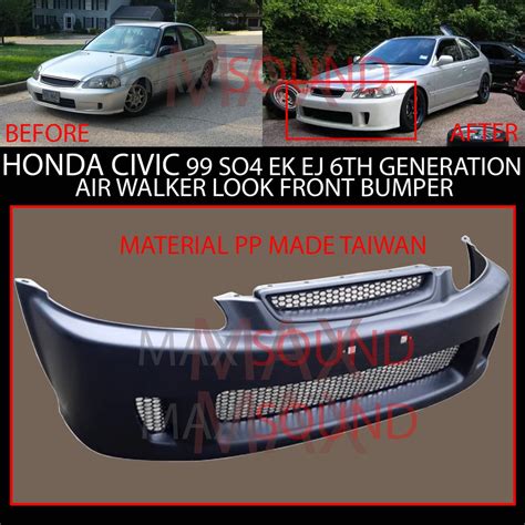 Honda Civic 1999 2000 So4 Ej Ek Ek9 6th Generation Type R Airwalker Air Walker Look Front Bumper