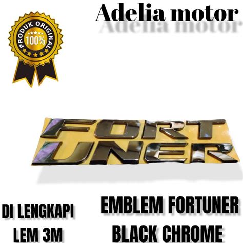 Jual Emblem Fortuner Black Chrome Tulisan Fortuner Black Chrome Satuan