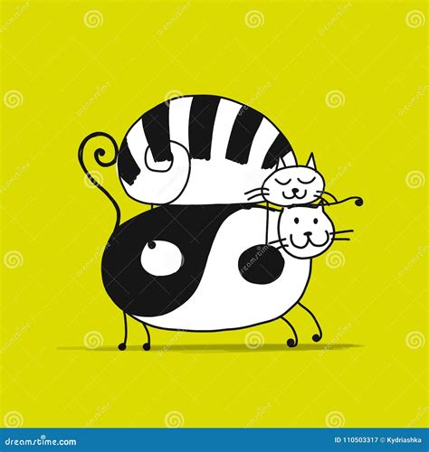 Cute Striped Cats, Sketch for Your Design Stock Vector - Illustration