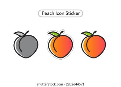 Peach Sticker Peach Vector Icons Fruit Stock Vector Royalty Free