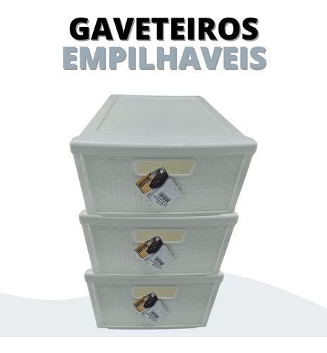 Gaveteiro Organizador Empilhavel Banheiro Escritorio Rattan MercadoLivre