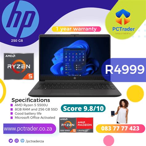 HP 250 G8 (Ryzen 5 5500U with Radeon graphics) 256gb ssd and 8gb ram