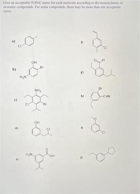 Solved Give An Acceptable Iupac Name For Each Molecule Chegg