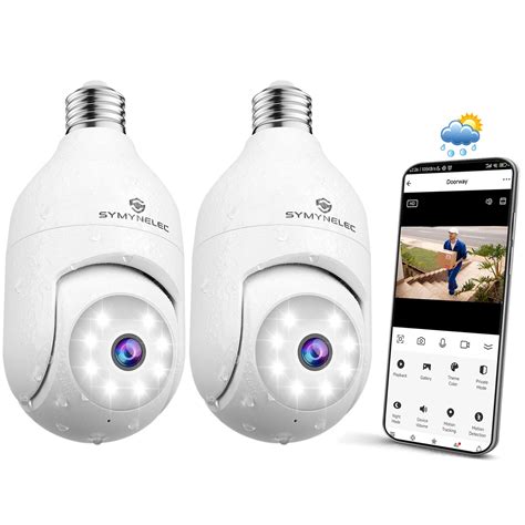 Light Bulb Security Camera Outdoor Indoor Waterproof, 4MP 2.4GHz ...