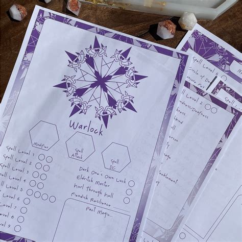 Warlock Spelltracker Set All Dnd E Warlock Spell Lists And Printable