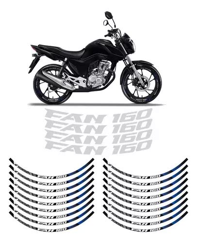 Kit Adesivos Roda Moto Honda Fan Refletivo Cor Azul