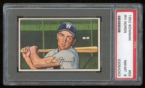 1952 Bowman 63 Irv Noren Senators PSA 8 NM MT 02054263 EBay