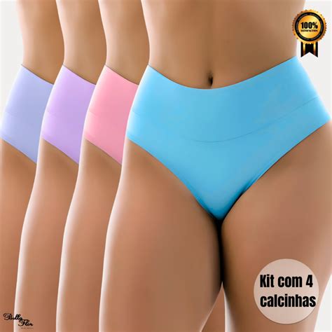 Kit Calcinhas C S Alto Duplo Modeladora Fio Duplo Empina Bumbum Bella