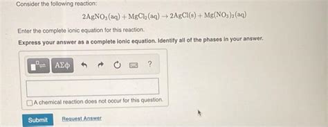 Solved Consider The Following Reaction 2AgNO3 Aq MgCl2 Chegg