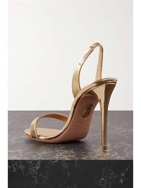 Aquazzura So Nude Mirrored Leather Slingback Sandals Net A Porter