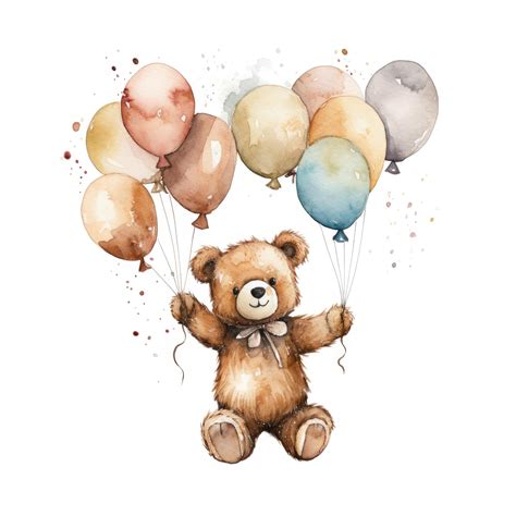 Premium AI Image | a drawing of a teddy bear with balloons in the ...