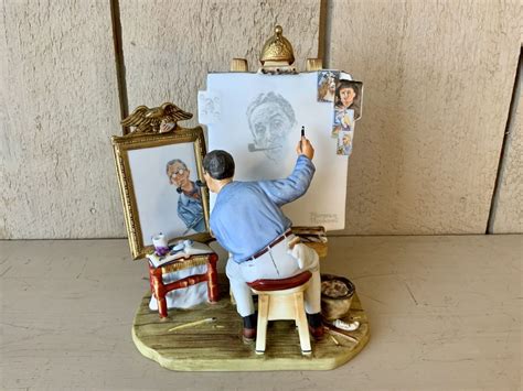 Hitiques Norman Rockwell Porcelain Figurine Triple Self Portrait C