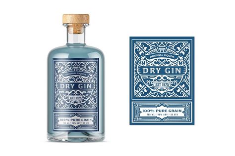 Vintage Label With Gin Liquor Design