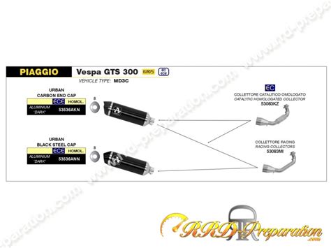 Ligne Compl Te Arrow Urban Pour Maxi Scooter Piaggio Vespa Gts Hpe