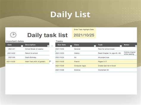 EXCEL of Yellow Daily Task List.xlsx | WPS Free Templates