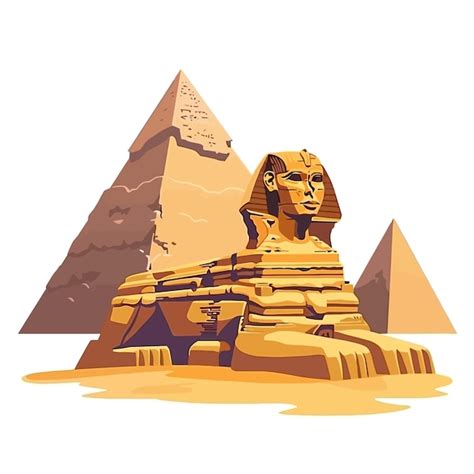 Égypte pyramides avec sphinxfamous africain Vecteur Premium