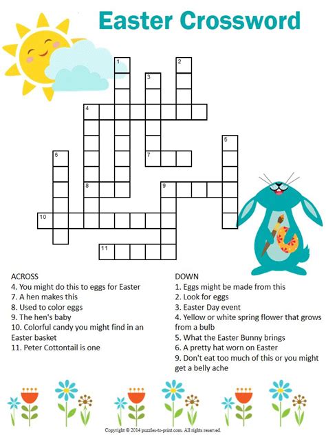 Easter Crossword Puzzle With Answers Easter Crossword Puzzle