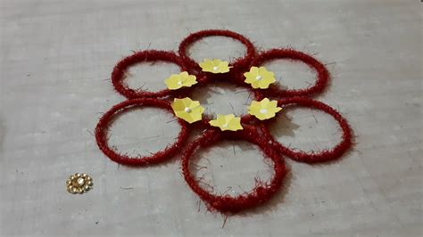 Easy And Beutiful Wall Hanging Toran With Woolen And Old Bangles Youtube