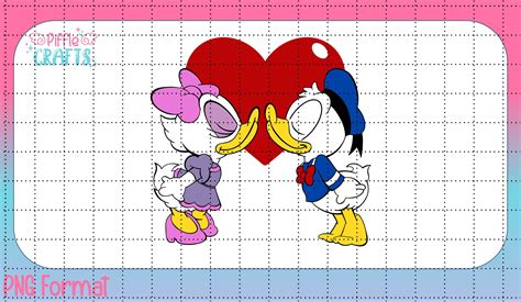 Donald and Daisy Chibi Kiss High Quality PNG Colour & Outline Wedding perfect for Stickers - Etsy