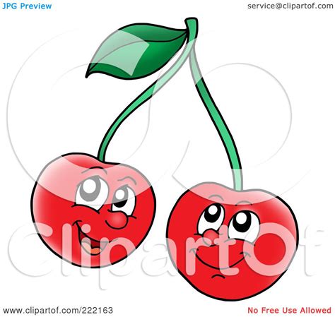 Royalty Free Rf Clipart Illustration Of Two Happy Cherry Faces