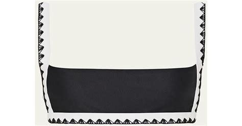 Milly Cabana Carvico Vita Bikini Top With Crochet Stitch Trim In White Lyst