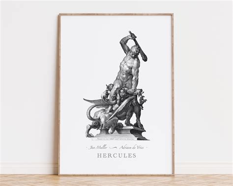 Hercules Hydra Print, Greek Mythology Poster, Herakles Hero Wall Decor