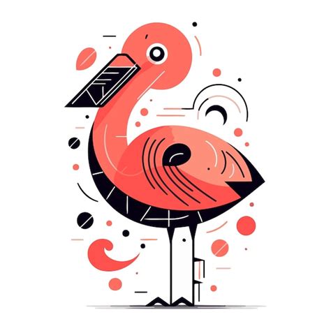 Ilustración vectorial de flamingo flamingo en estilo lineal plano