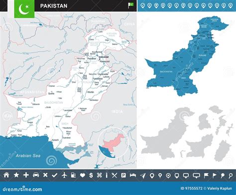 Pakistan Infographic Map And Flag Illustration Stock Illustration