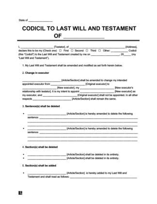 Codicil To Will Ppc In Last Will And Testament Will And