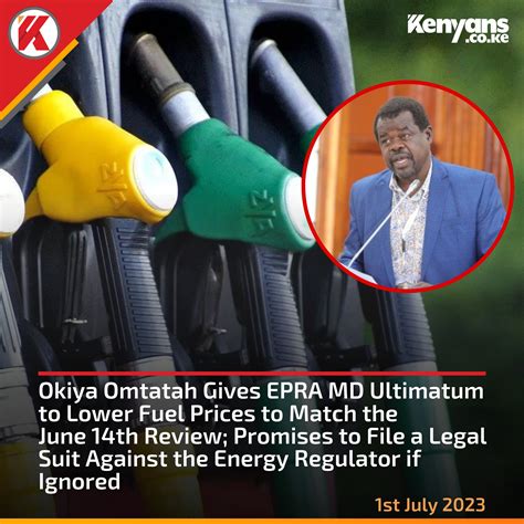 Ke On Twitter Okiya Omtatah Gives Epra Md An Ultimatum To